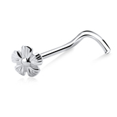 Flower Bloom Silver Curved Nose Stud NSKB-763